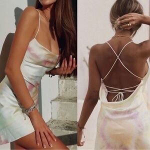 Zara tye dye watercolor cowl neck dress size small